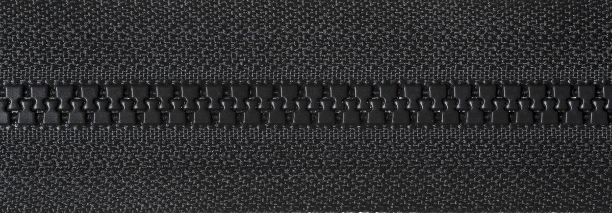 Black YKK Vislon chunky plastic open end zip