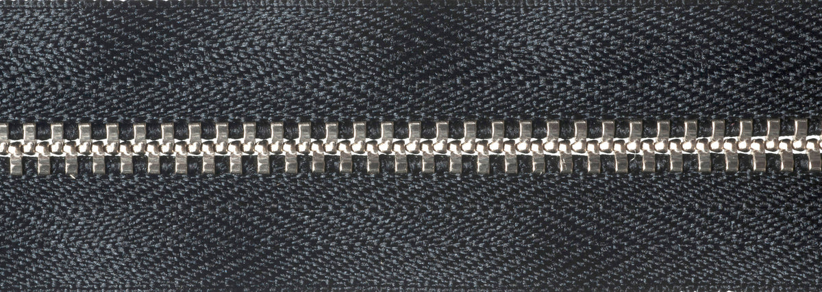 YKK metal trouser zip with black tape, 15cm