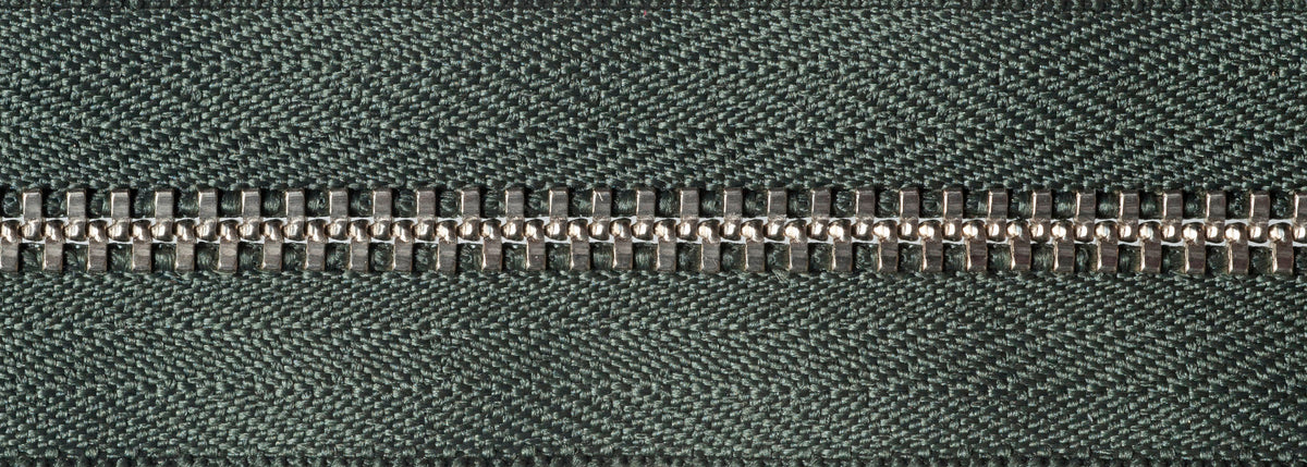 YKK 20cm metal trouser zip in spruce green