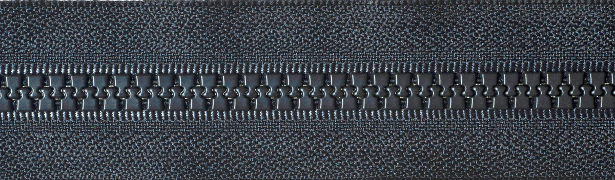 Black YKK Vislon open end zip with plastic teeth