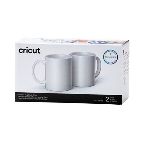 Cricut White Ceramic Blank Mug - 350ml (Pack of 2)
