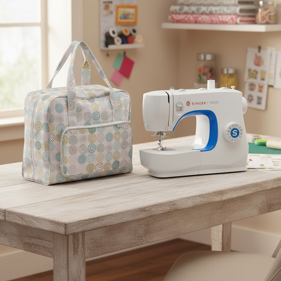 Singer M3205 Azure Edition Sewing Machine with Free 24 Piece Thread Set * Limited stock available on this exclusive offer * - Auto threader, 23 stitch patterns, overlocking and stretch stitches