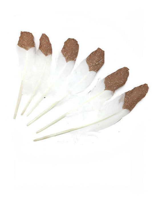 Half Rose Gold Glitter-Dipped Feathers - 20cm (Pack of 6)