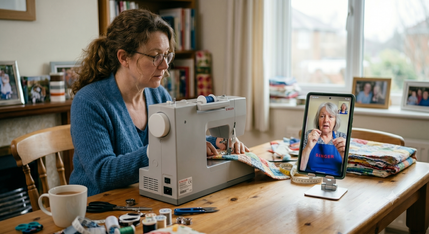 Singer Academy - Getting started with your new sewing machine. Video call with a Singer Expert - up to 45 minutes.