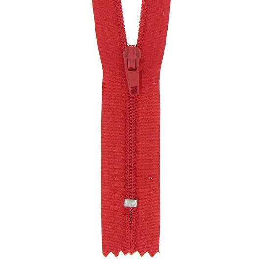 Red 10cm Milward nylon zip with closed end