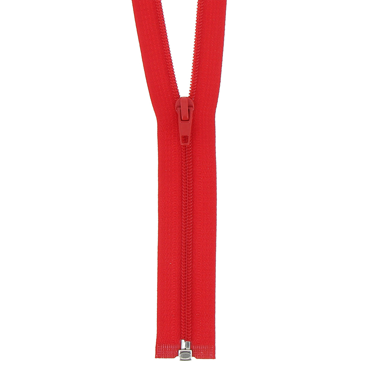 Milward red 25cm open-end zip with label