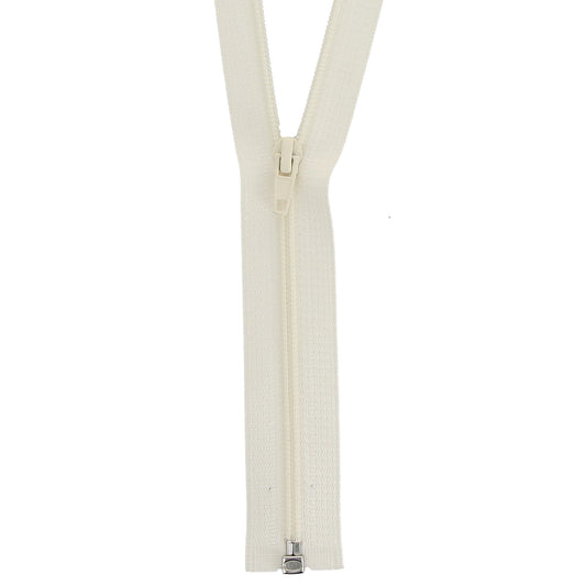 Milward cream 25cm open-end zip with label