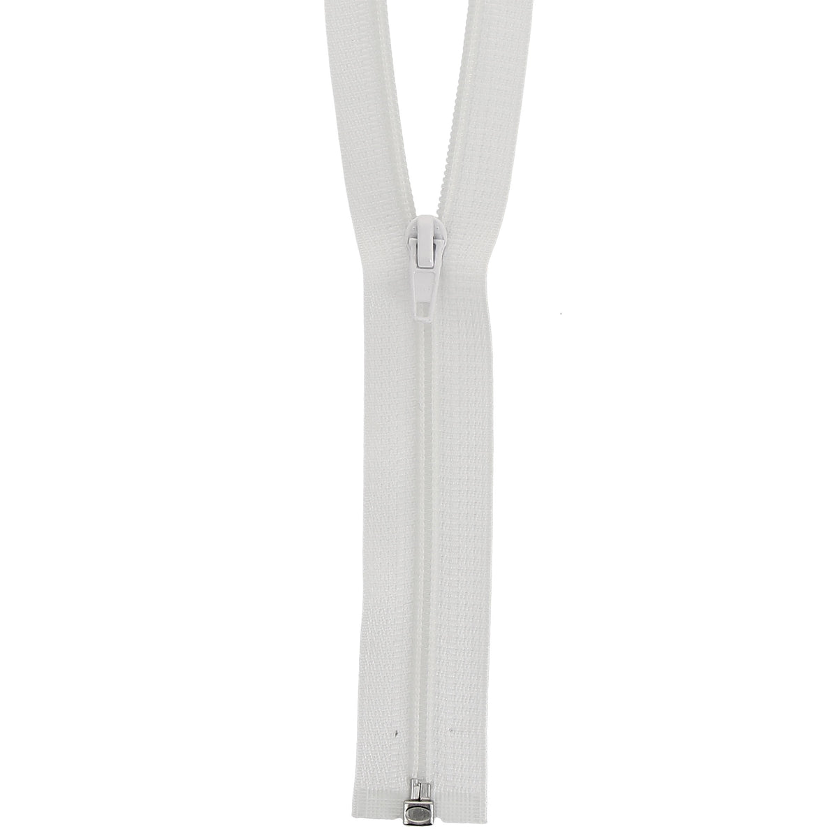 Milward white 35cm open-end zip with label