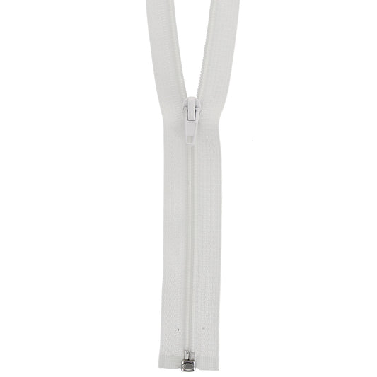 Milward white 35cm open-end zip with label