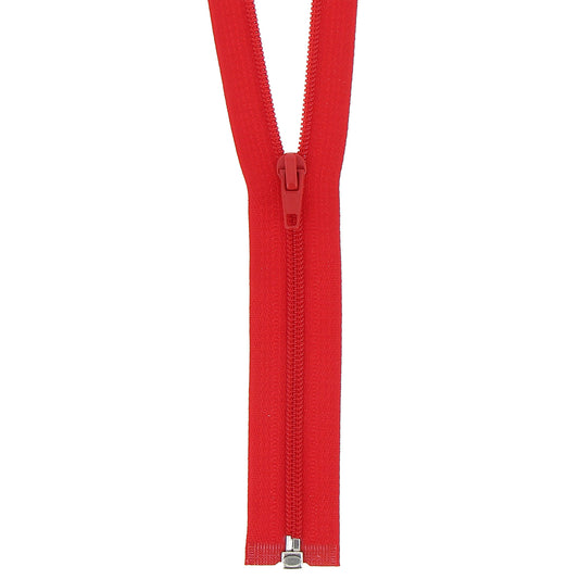 Milward red 35cm open-end zip with label
