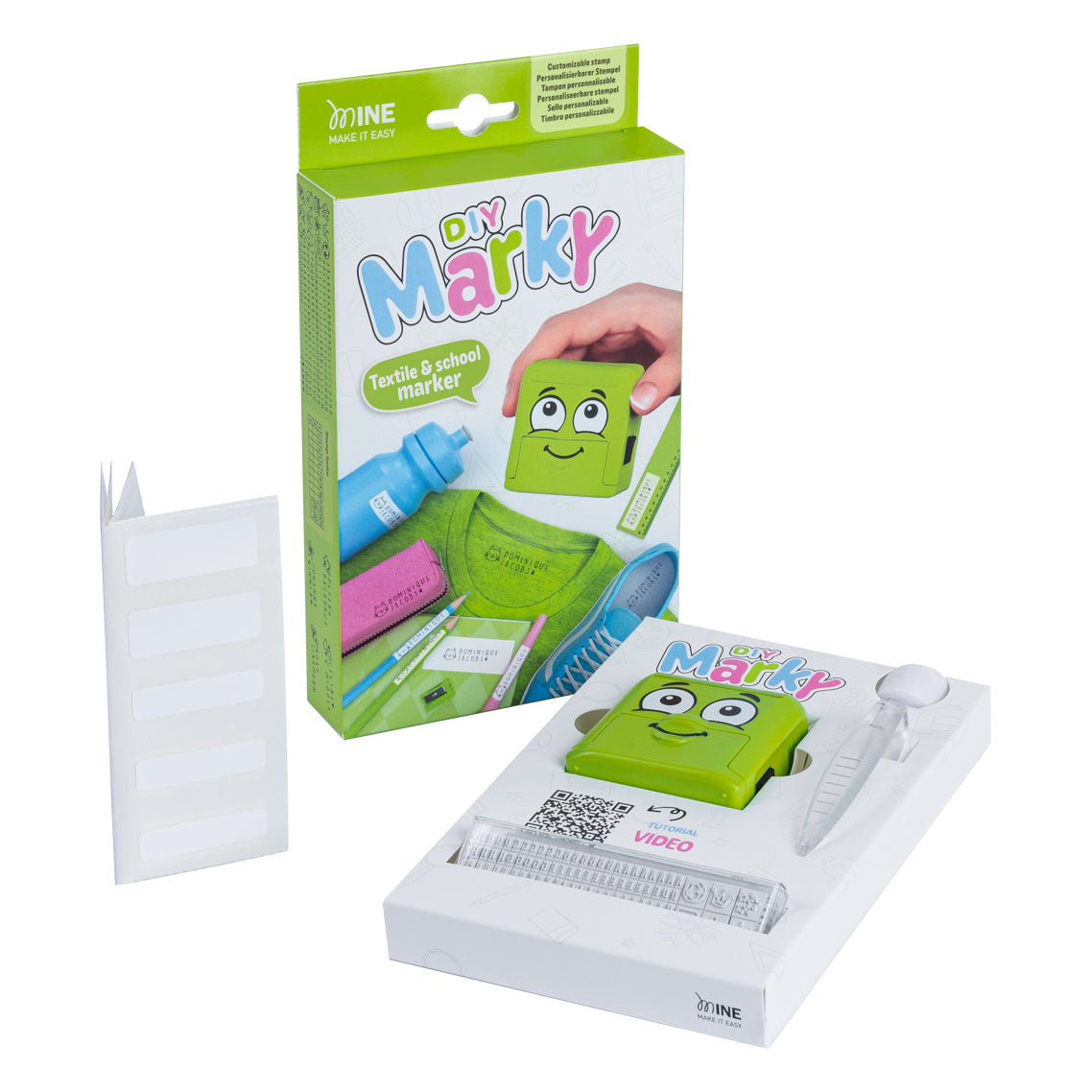 Colop DIY Marky green name stamp kit in its box
