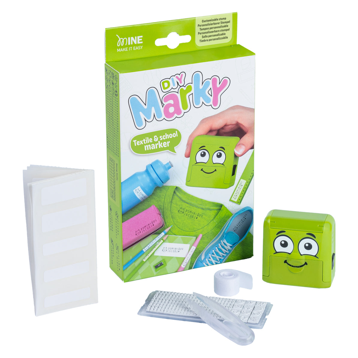 Colop DIY Marky green name stamp kit in its box