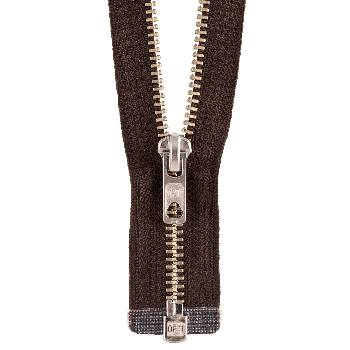 Opti dark brown open end metal zip 50cm