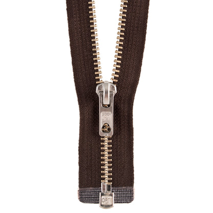 Opti dark brown open end metal zip 50cm