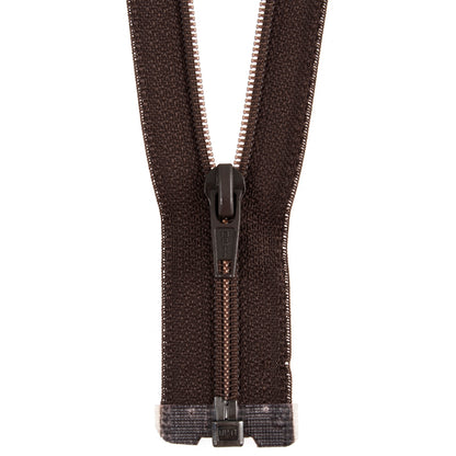 Opti dark brown open end polyester zip 50cm