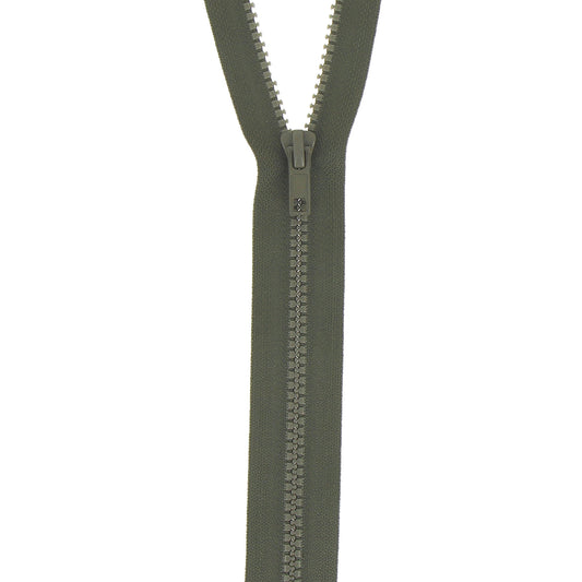 Milward 30cm chunky open-end zip in khaki with plastic teeth