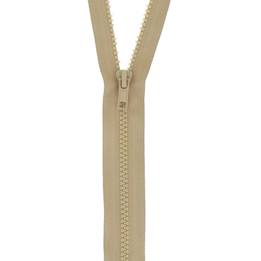 Milward 30cm chunky open-end zip in fawn with plastic teeth