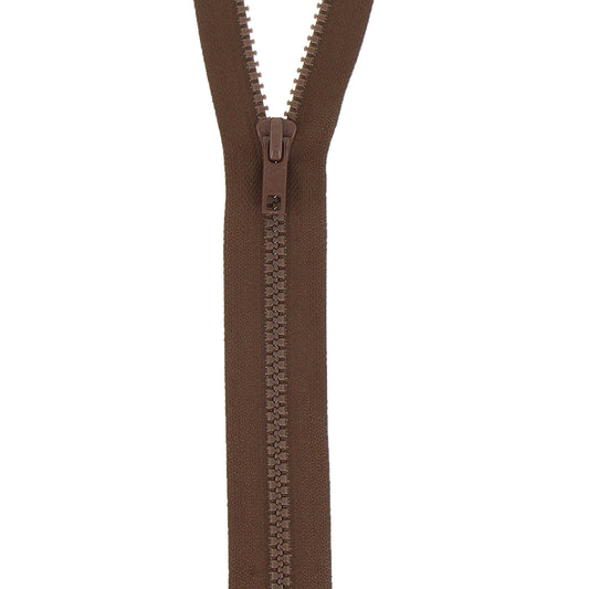 Milward 30cm chunky open-end zip in mid brown with plastic teeth