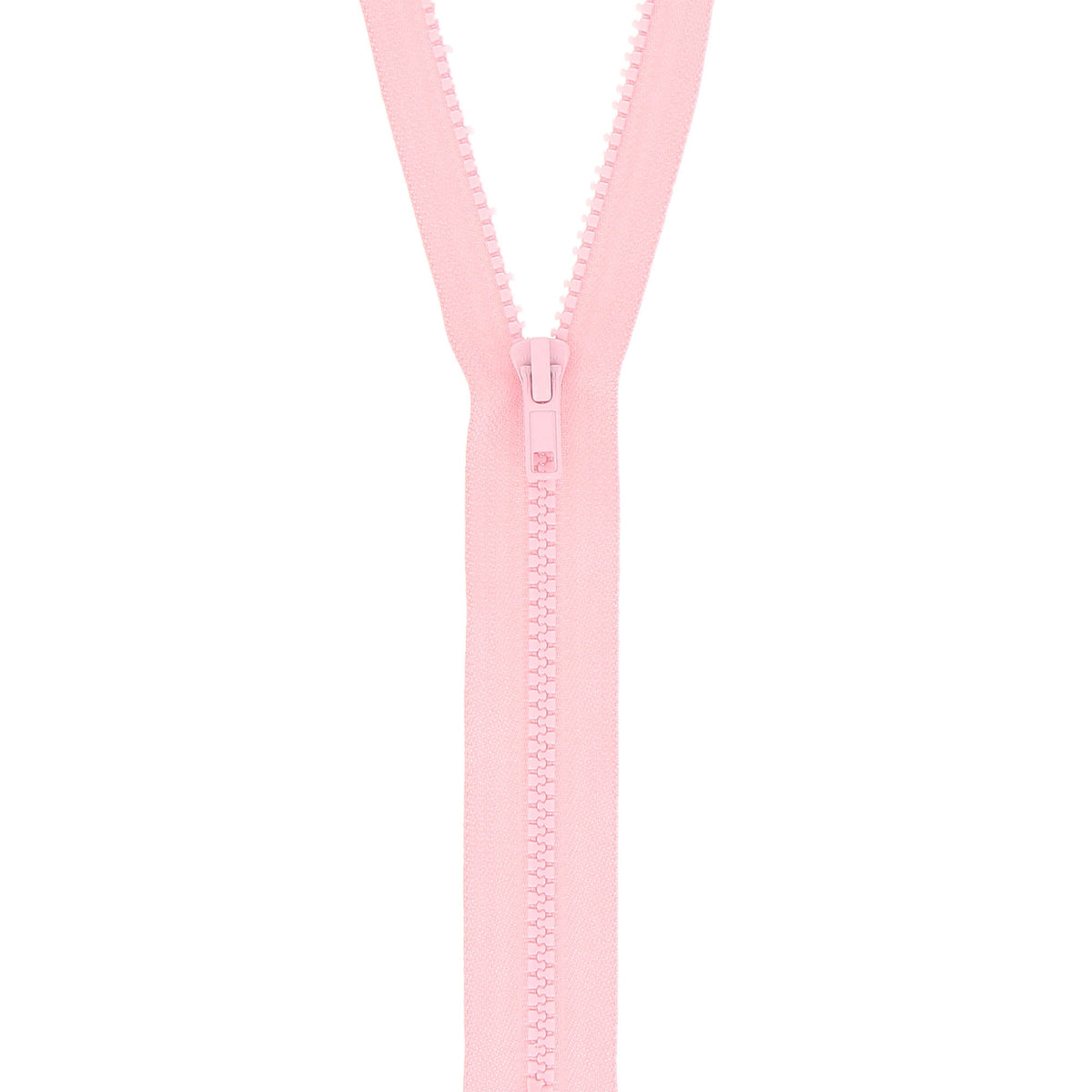 Light Pink chunky open end zip with plastic teeth