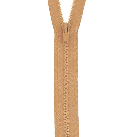 Milward 40cm chunky open-end zip in old gold with plastic teeth