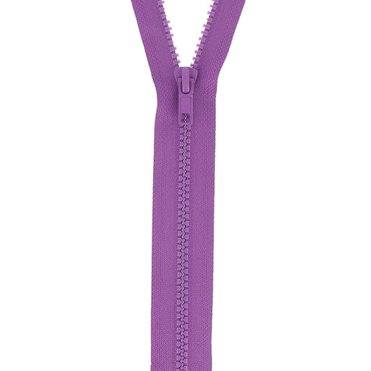 Mauve chunky open-end zip with plastic teeth, 50cm long