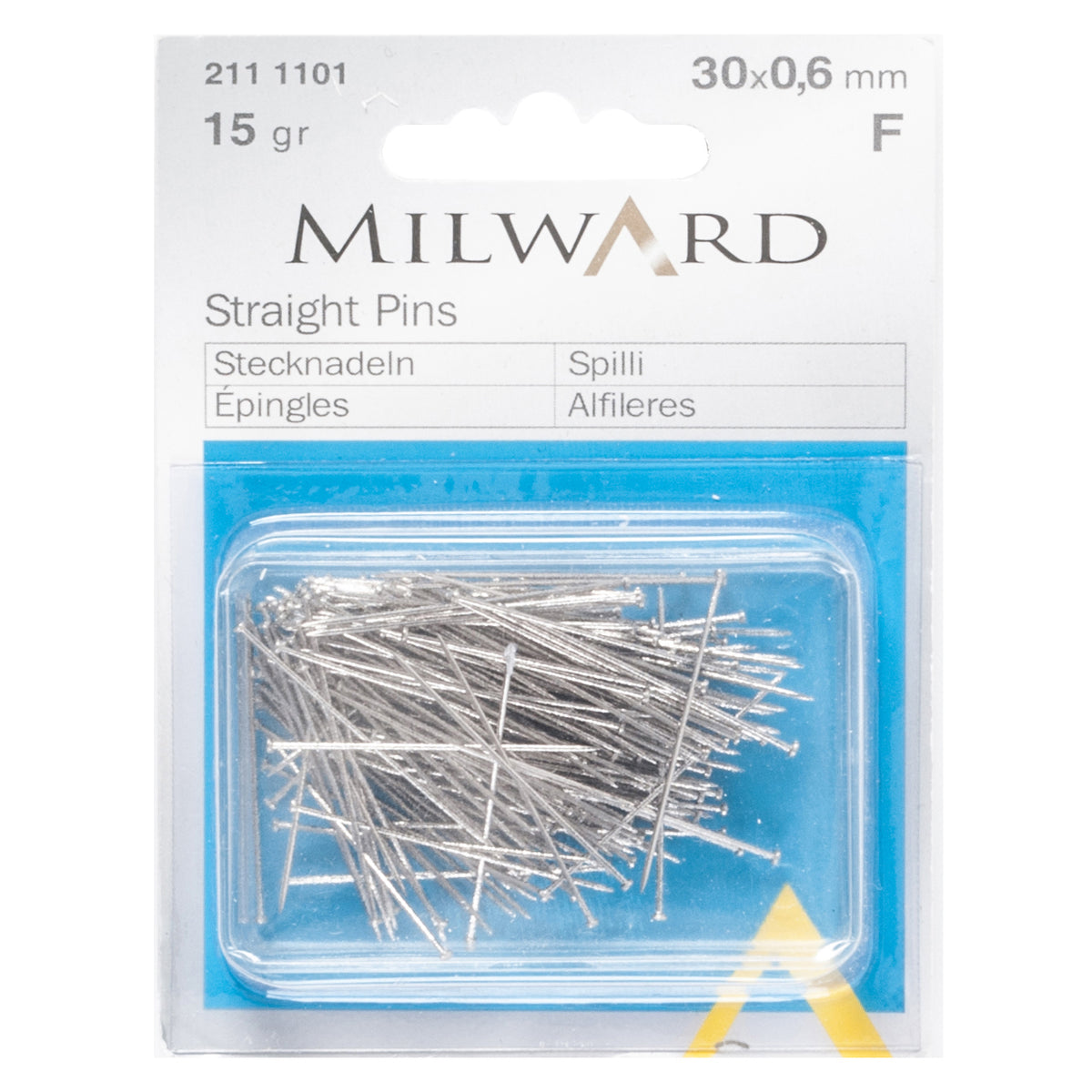 Box of Milward silver straight pins 30mm