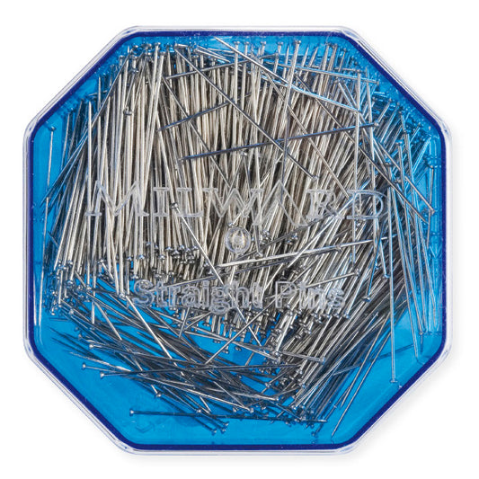 Box of Milward silver straight pins 32mm