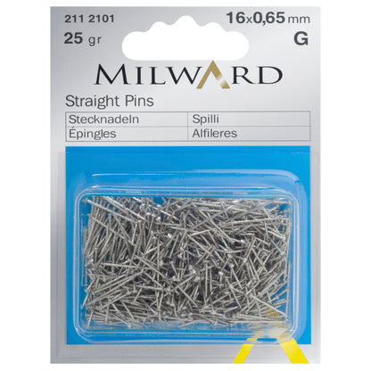 Box of short silver pins 16mm
