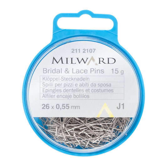 Box of Milward silver straight pins 26mm