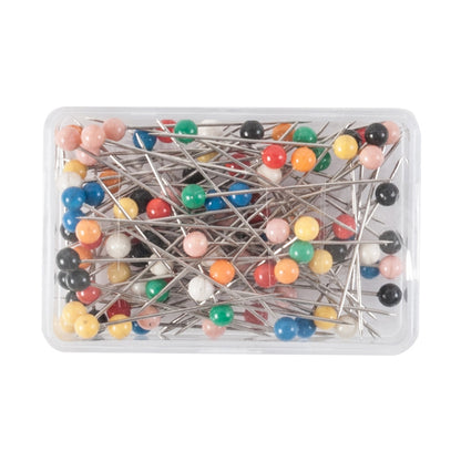 Box of assorted colours plastic-headed pins