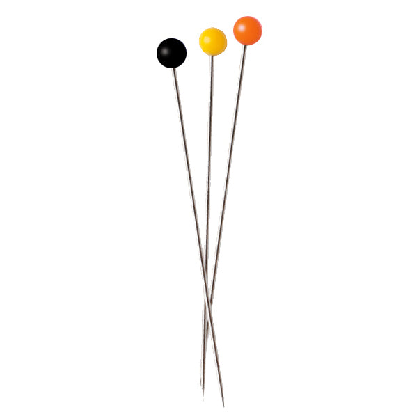 Box of assorted colours plastic-headed pins