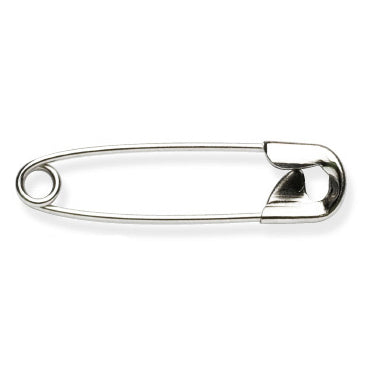 Milward 28mm silver safety pins in plastic box