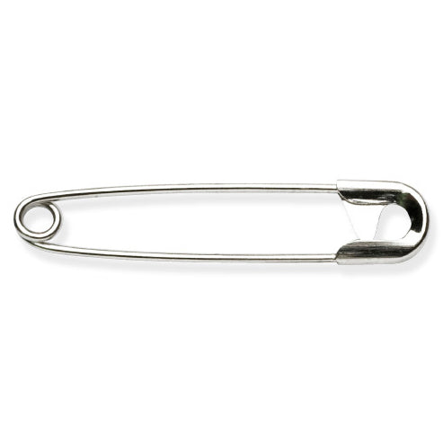 Milward 40mm silver safety pins in plastic box