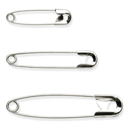 Milward assorted silver safety pins in plastic box
