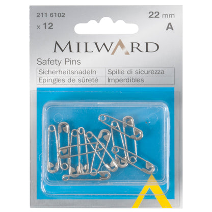 Box of silver safety pins, 22mm