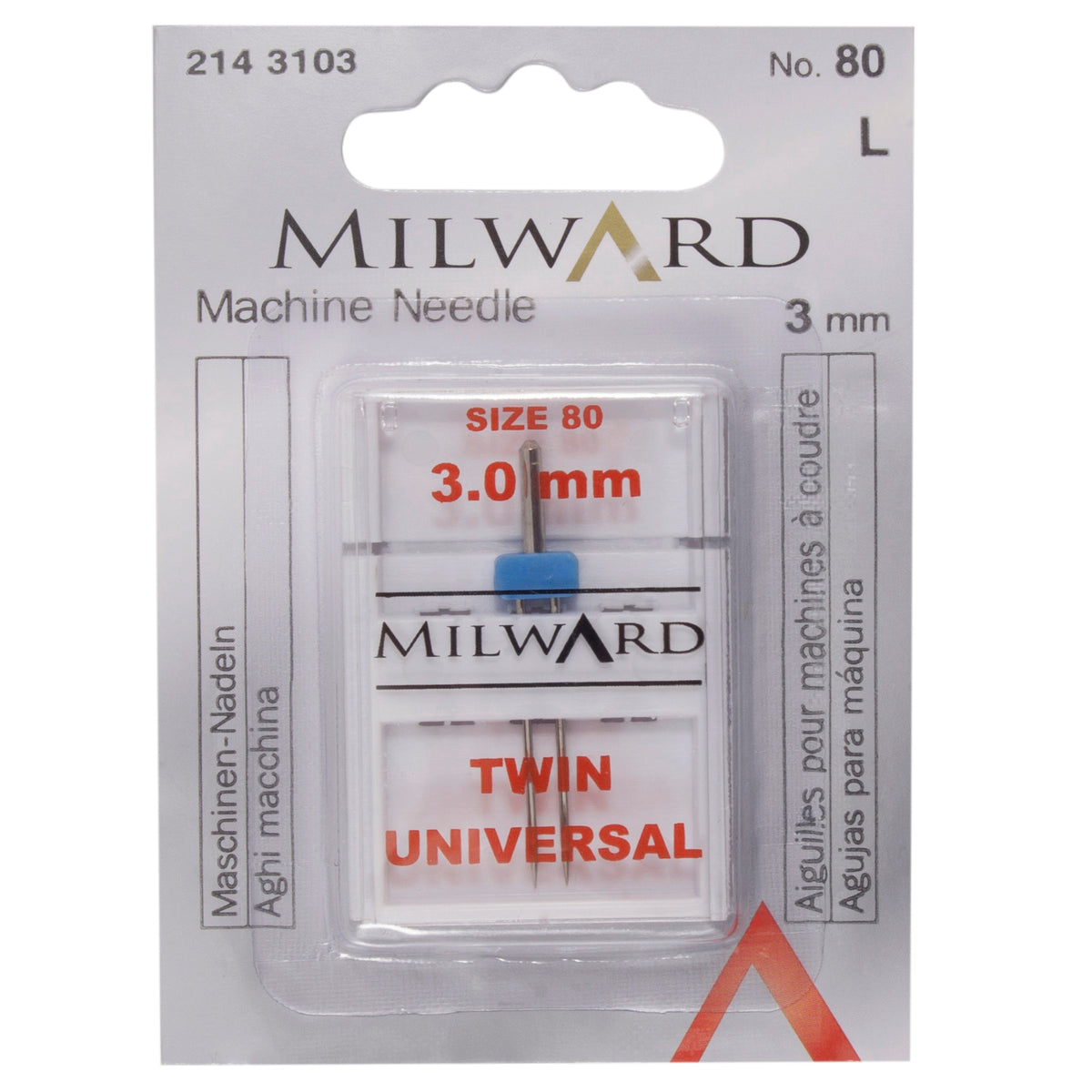 Milward universal twin sewing machine needle in packet