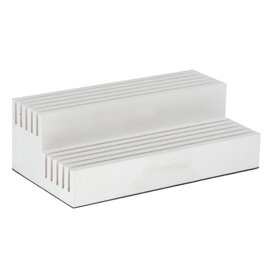 White wooden ruler rack with 10 slots