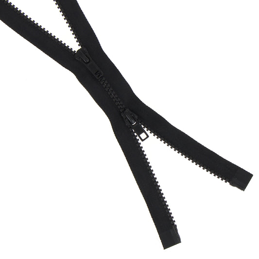 Black chunky open end two-way plastic zip, 45cm