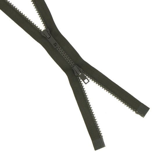 Milward khaki chunky 2-way open end zip, 75cm