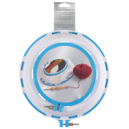 Milward curved punch needle hoop stand with two silicone hoops