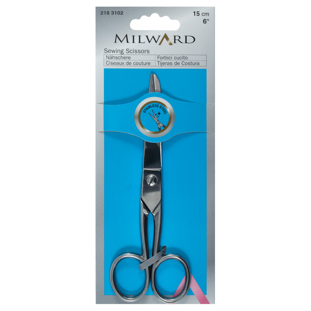 Milward all-steel sewing scissors with silver finish