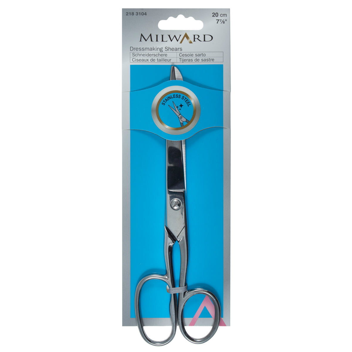 Milward all-steel dressmaking shears with silver finish