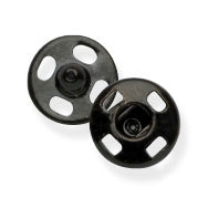 Card of black 7mm sew-on snap fasteners