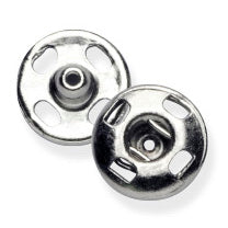 Card of silver 9mm sew-on snap fasteners