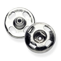 Card of silver 9mm sew-on snap fasteners
