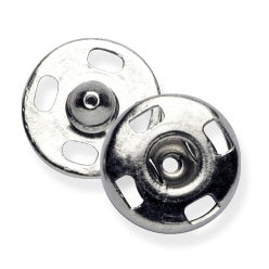Card of silver 11mm sew-on snap fasteners