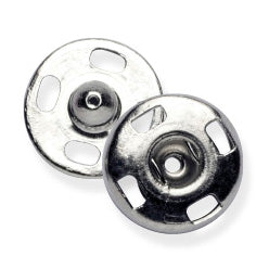 Card of silver 11mm sew-on snap fasteners