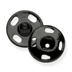 Card of black 11mm sew-on snap fasteners