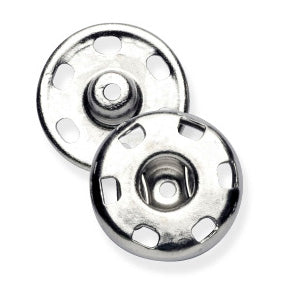 Card of silver 13mm sew-on snap fasteners