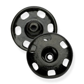 Card of black 13mm sew-on snap fasteners